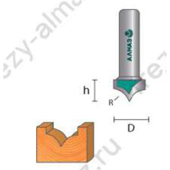Фреза пазовая фасонная  Алмаз D6/R5/H9/d8